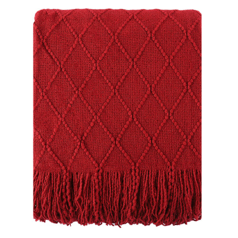 BATTILO HOME red throw front view showing vibrant seasonal accent