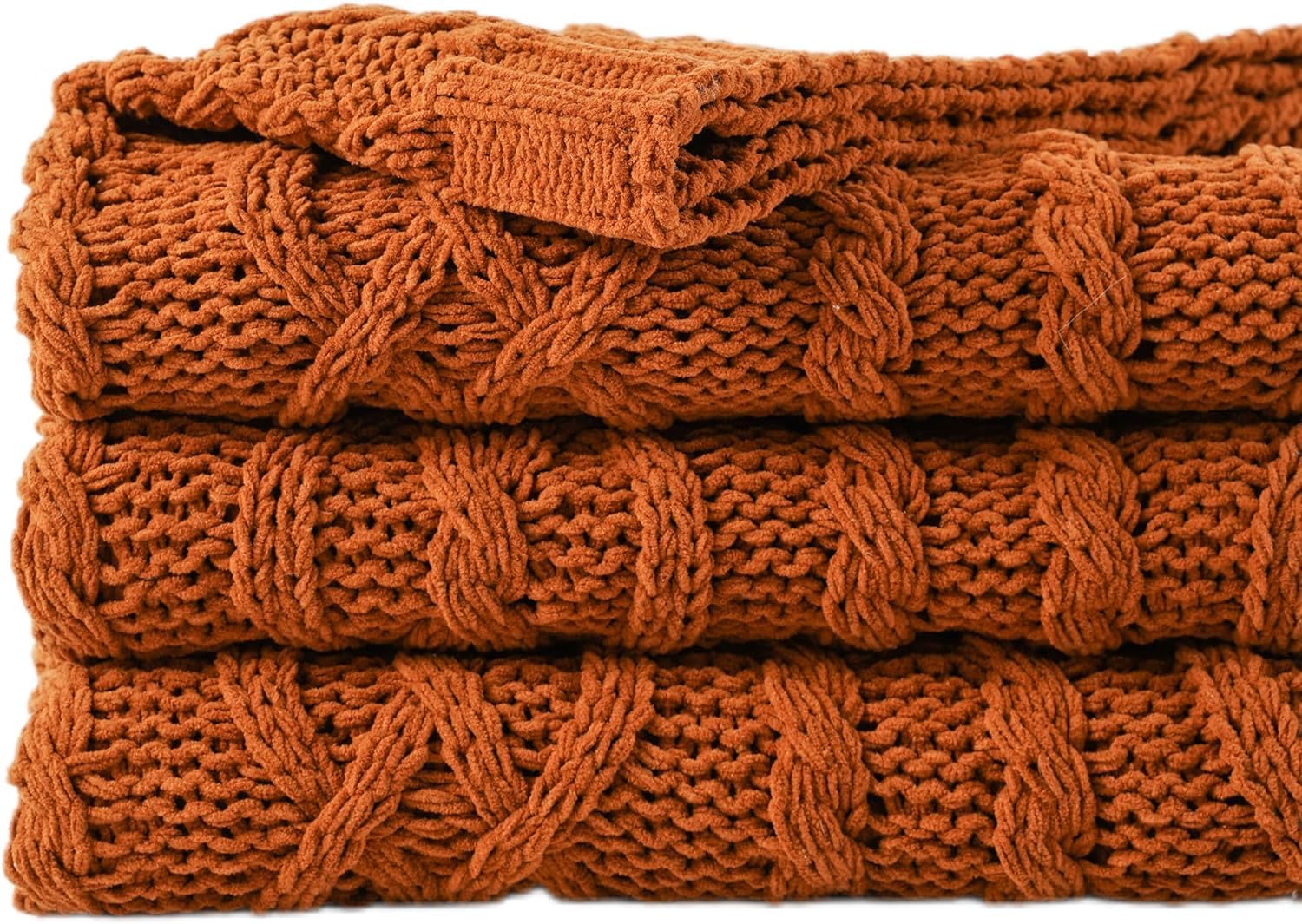 battilo home rust orange throw folded showing front and texture benefit of cozy accent