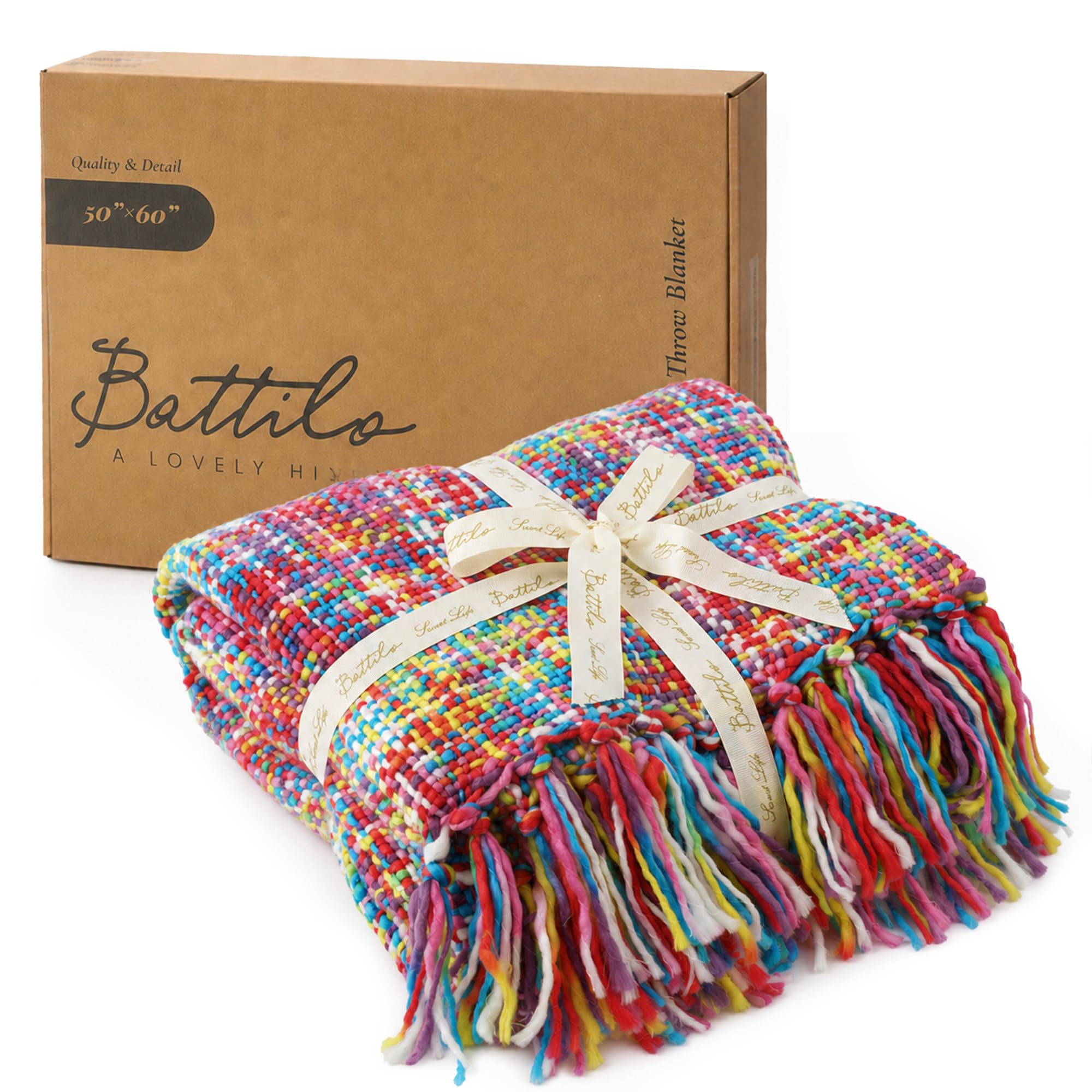 BATTILO HOME folded throw highlighting knit texture and neat storage