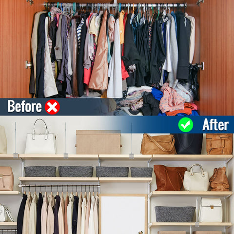 BAUMFEUER pantry shelves divided to show tidy food grouping and space savings