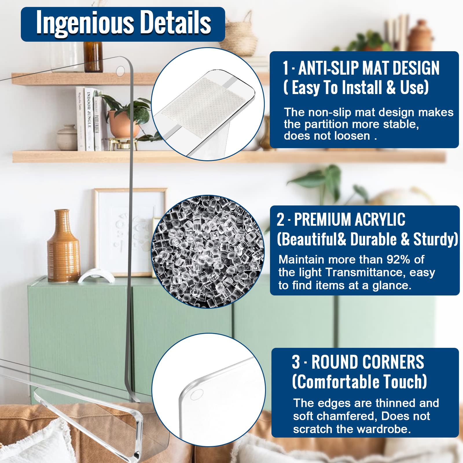 BAUMFEUER side profile installed on shelf illustrating slim, invisible separation benefit