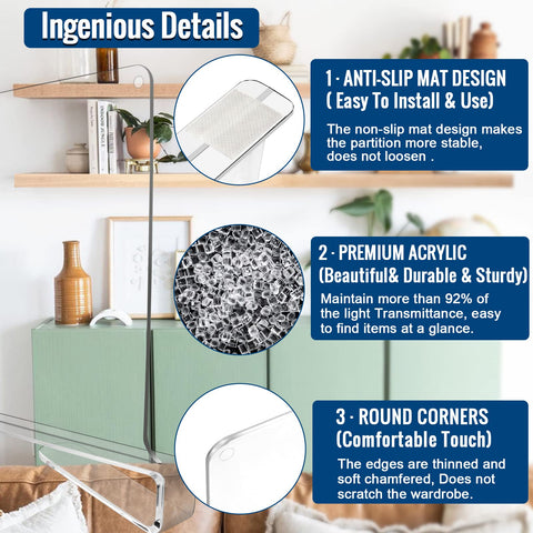 BAUMFEUER side profile installed on shelf illustrating slim, invisible separation benefit