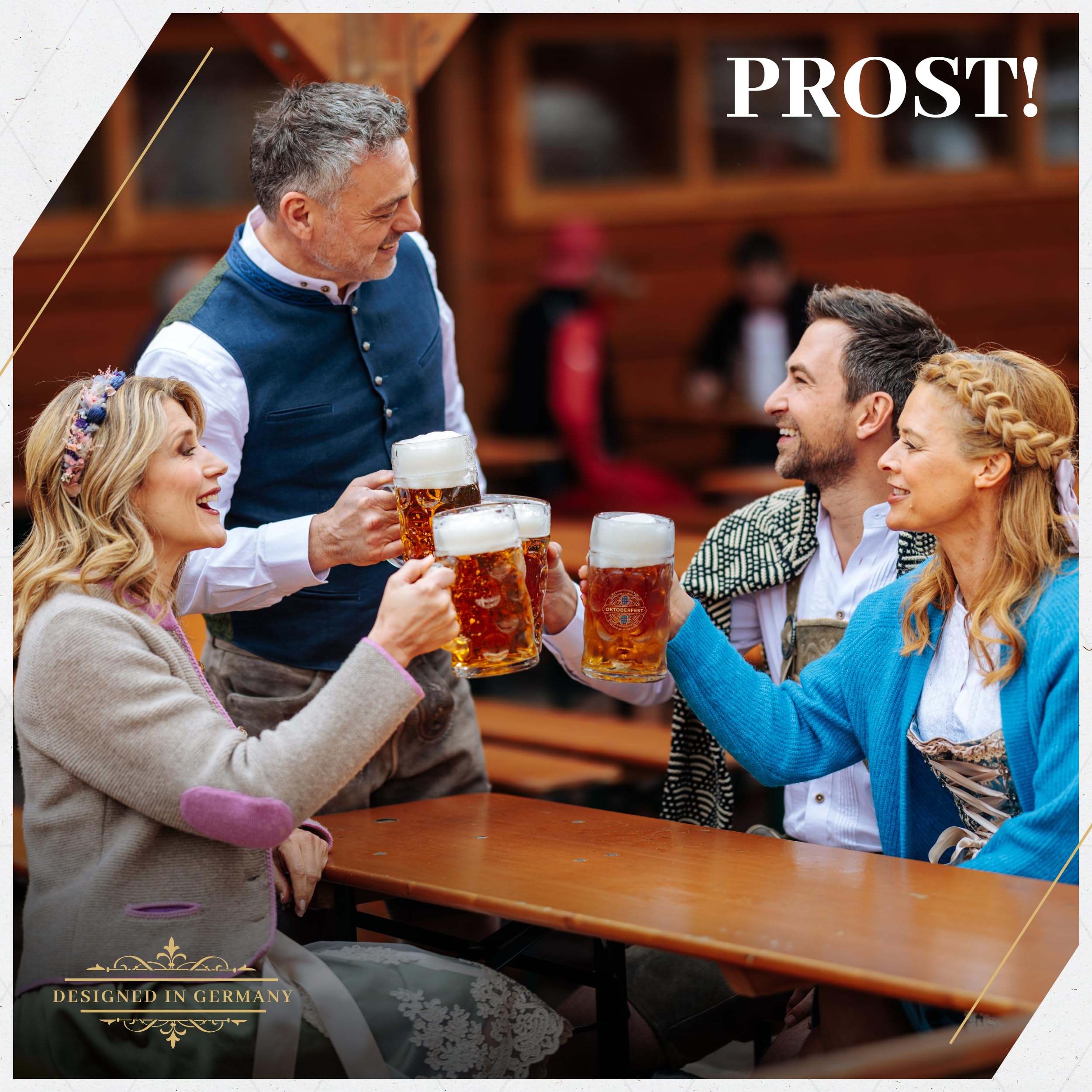 BAVARIA TRACHTEN printed Oktoberfest label closeup highlighting authentic festival styling