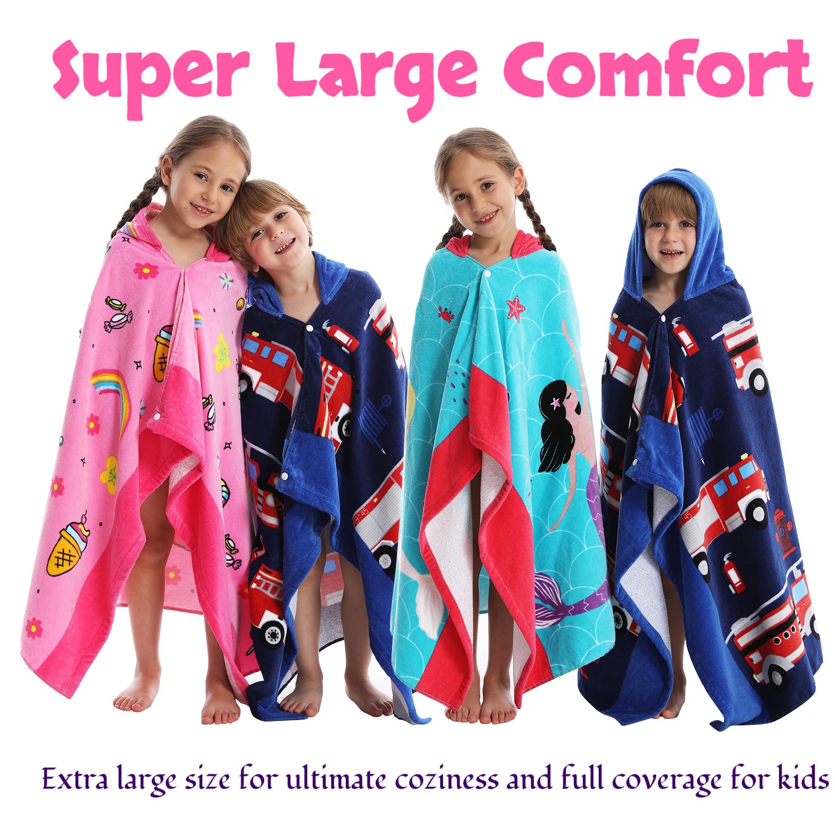 Bavilk hood detail with cartoon print showing coverage and comfort