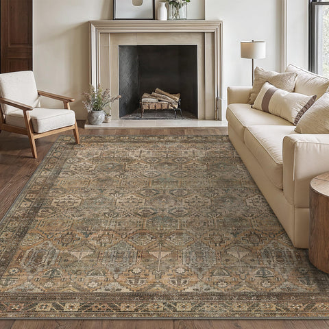 Bavni 5x7 taupe rug front view showing neutral tone and clean design, enhances rooms