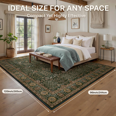 Bavni rug in bedroom setting showing vintage tones blending with decor