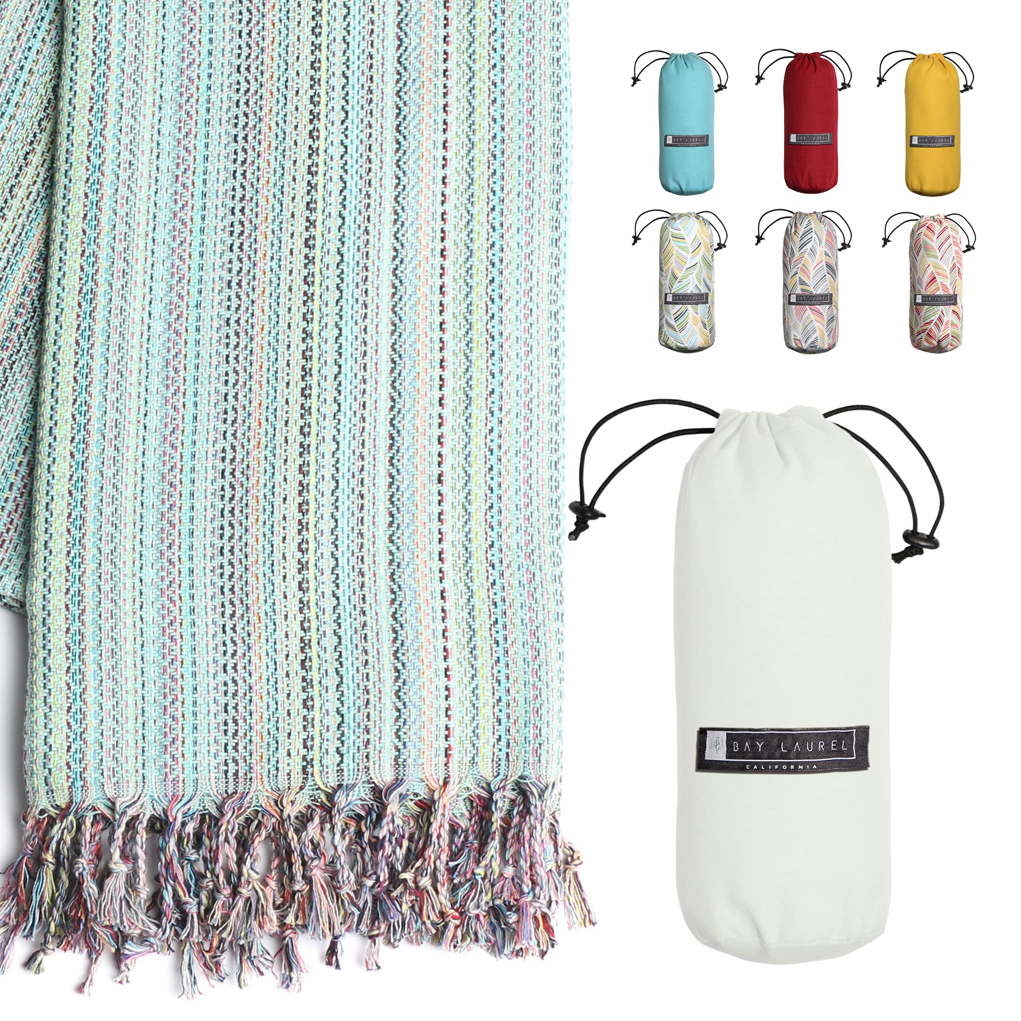 BAY LAUREL folded towel with travel bag, compact for packing