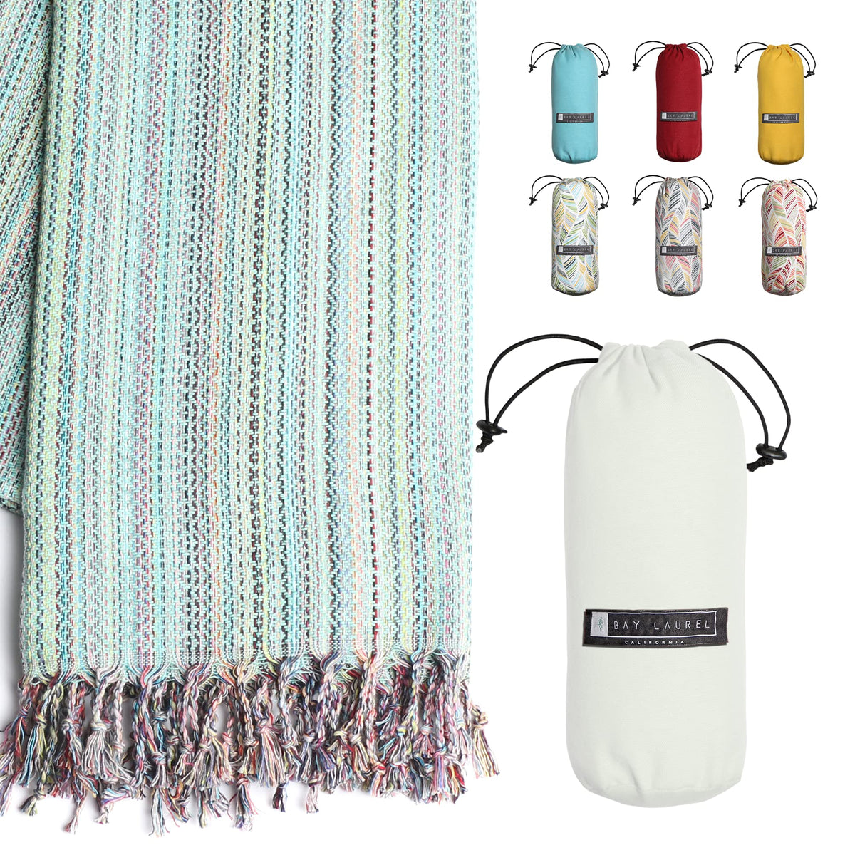 BAY LAUREL folded towel with travel bag, compact for packing