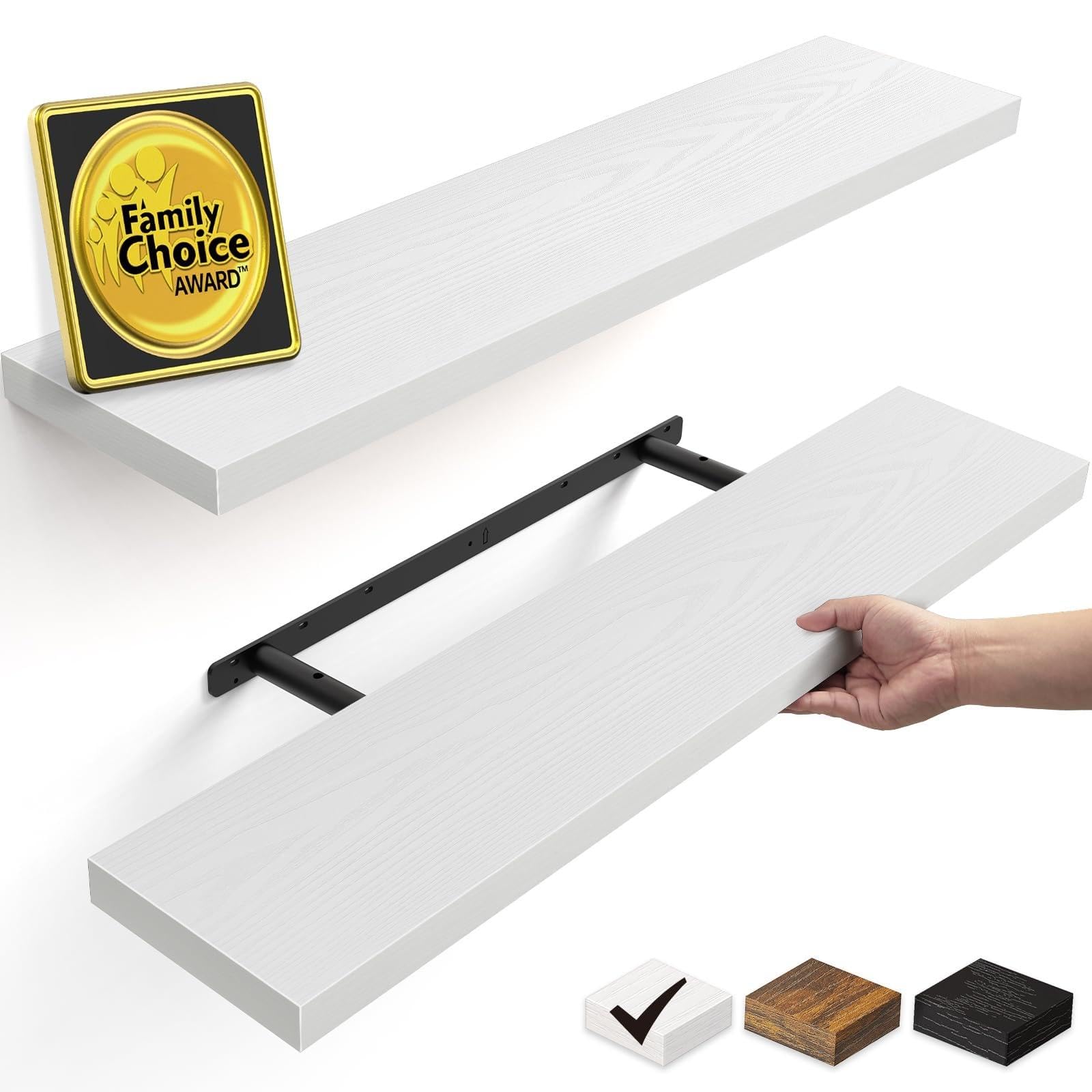 BAYKA front view of mounted shelves showing clean modern storage