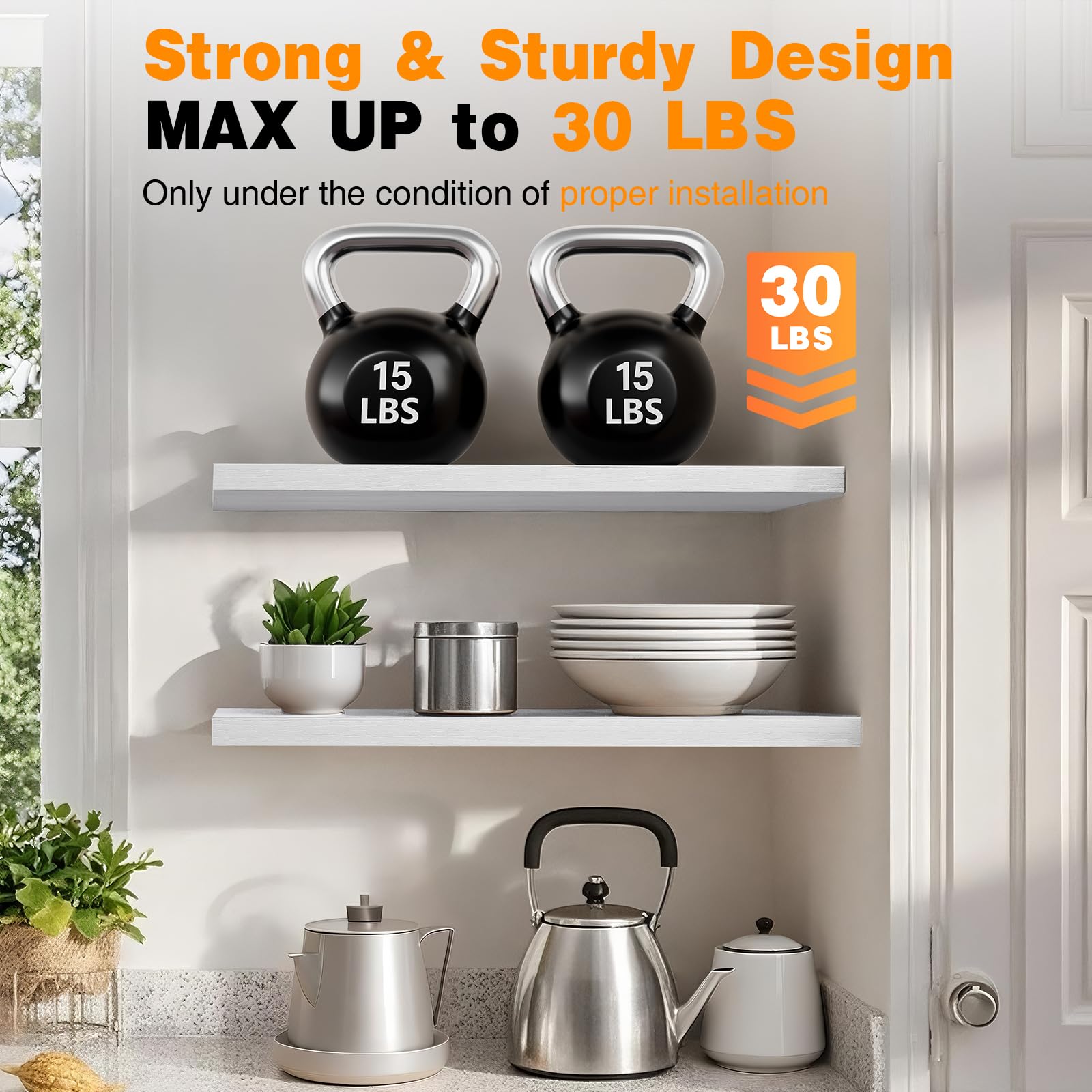 BAYKA shelf in kitchen holding spices and jars for organized easy-access benefit