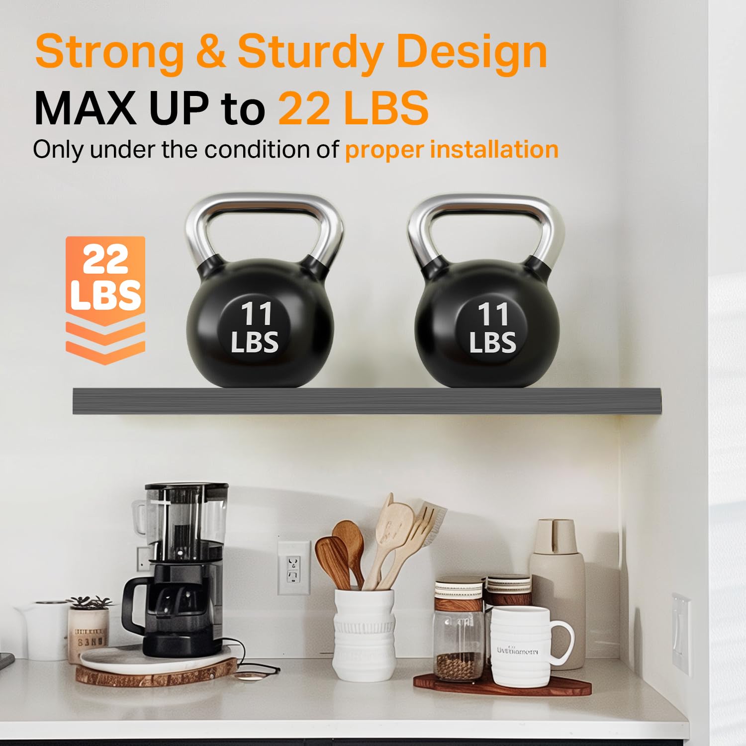 BAYKA living room installation with décor showcasing how shelves create organized display areas
