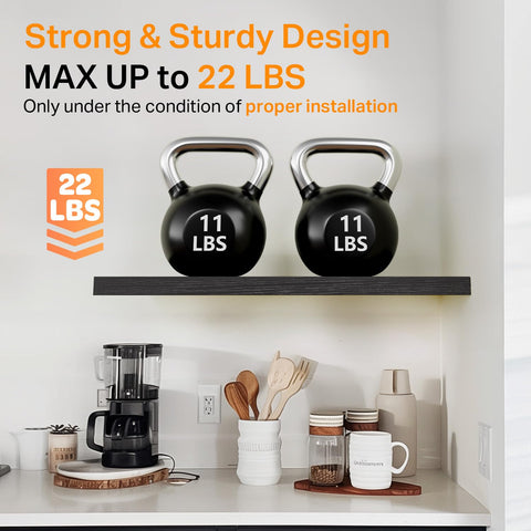 BAYKA shelves mounted in living room holding decor for space-saving display benefit