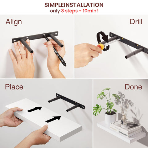BAYKA shelf holding plants and frames showing decorative display capability benefit