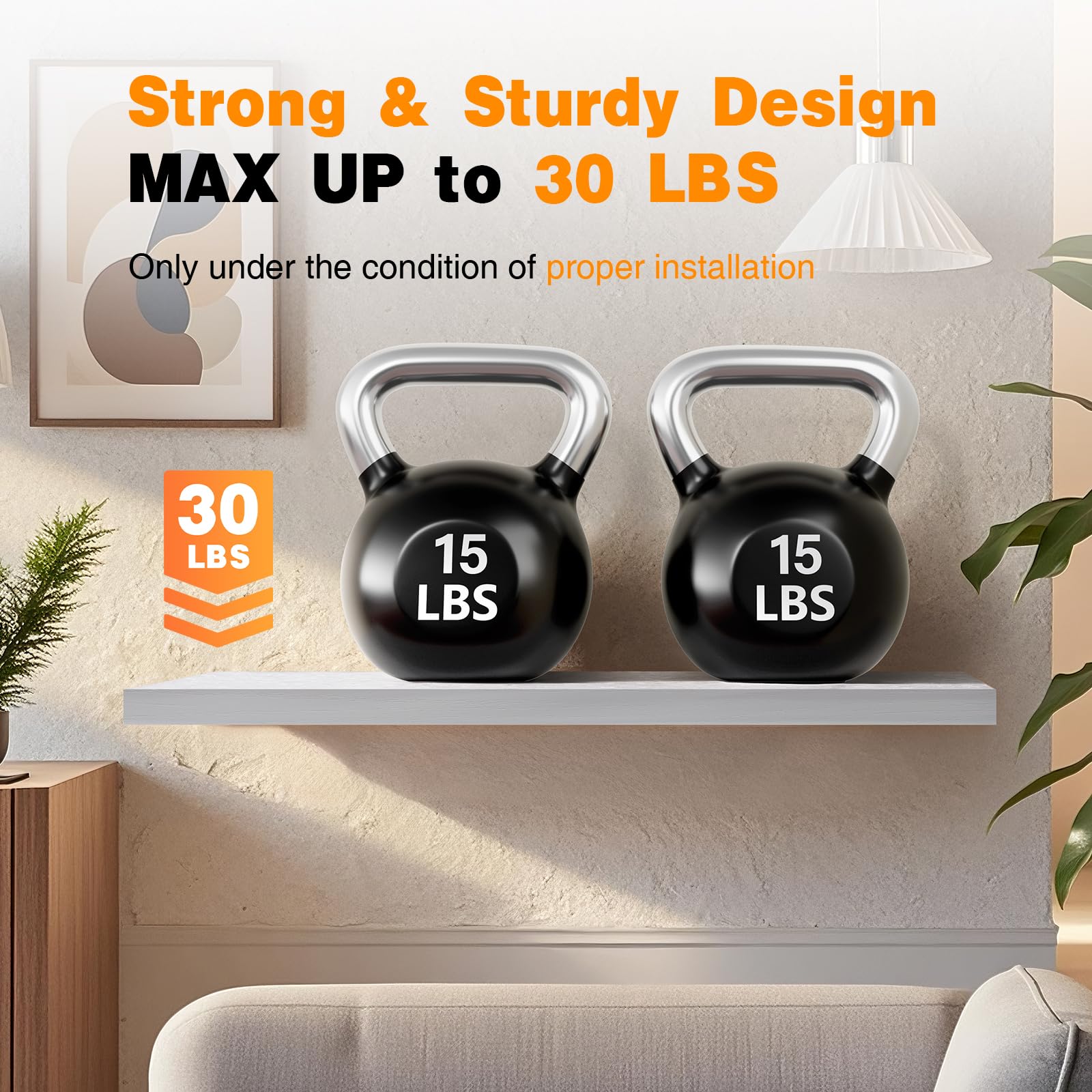 BAYKA shelf in styled living room adding minimalist display space