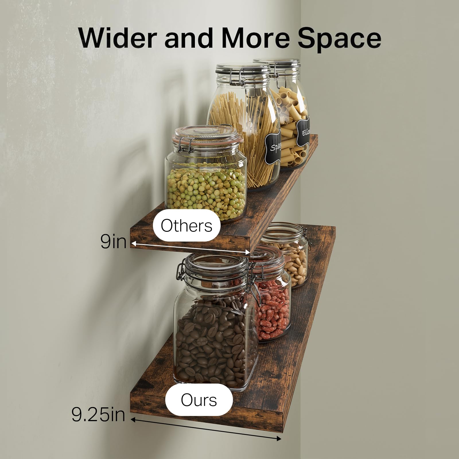 BAYKA shelves with books and plants showing scale and capacity