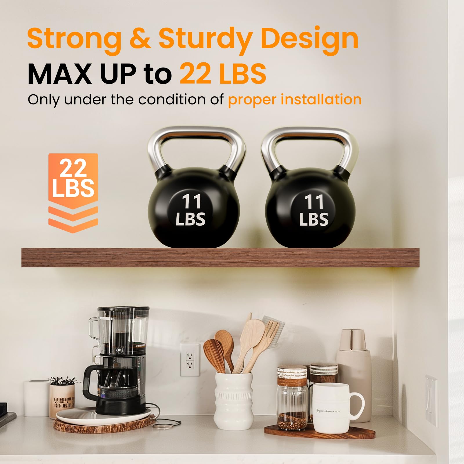 BAYKA under-shelf bracket detail showing sturdy metal support for reliable load capacity