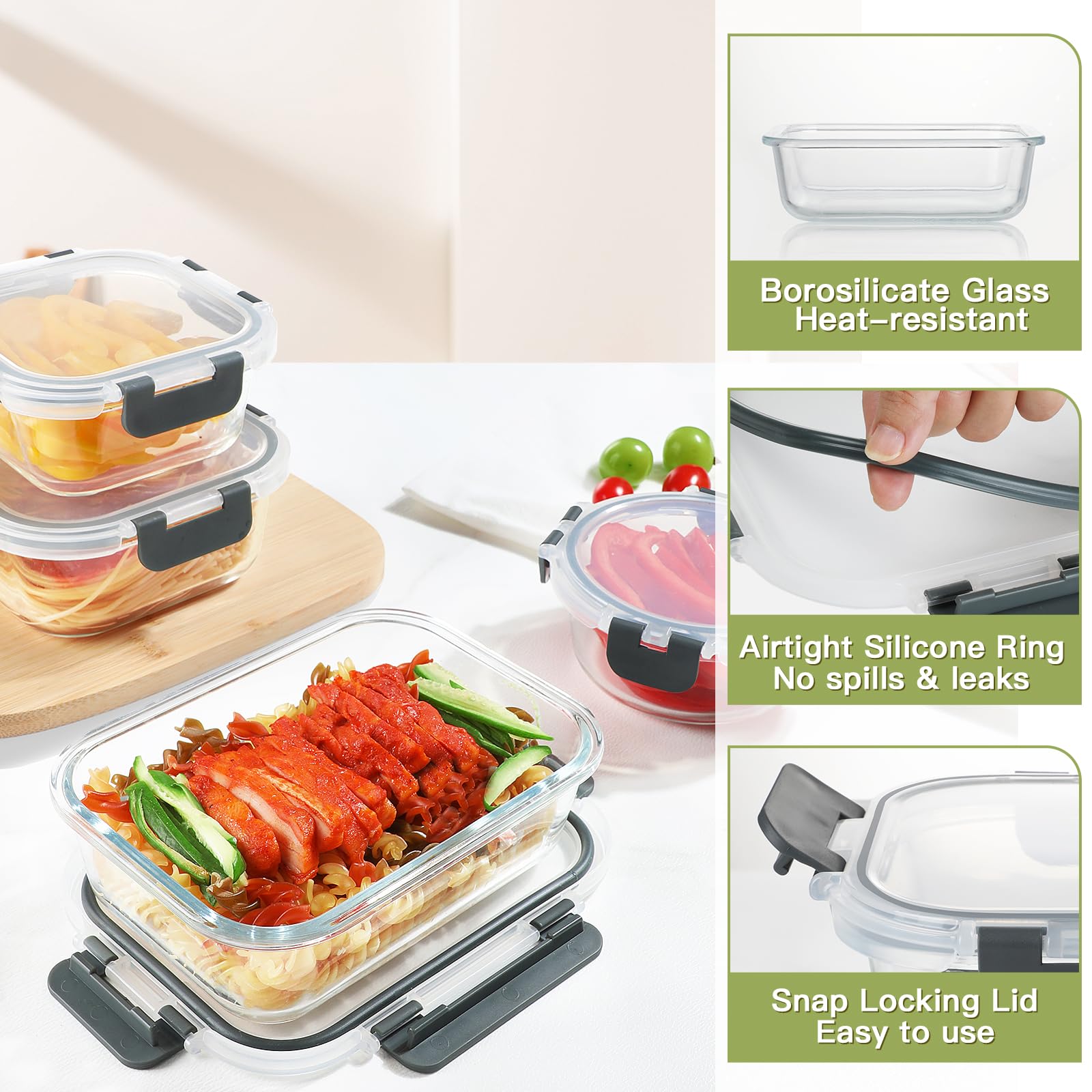 BAYZZ stacked containers inside fridge showing compact organization and visibility
