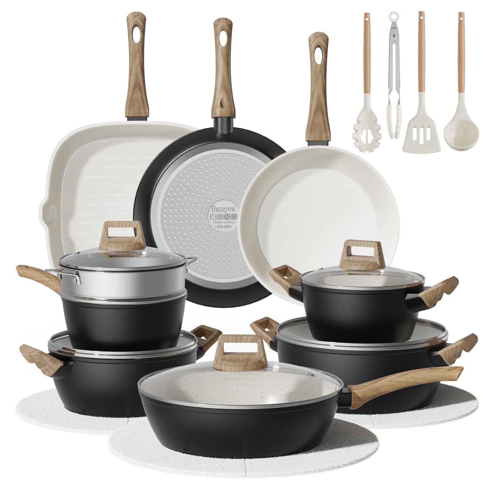 bazova front packaging black set showing complete cookware collection and value