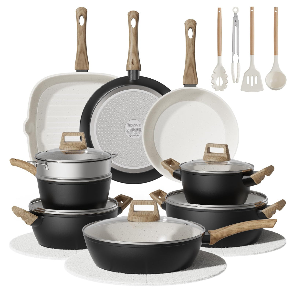 bazova front packaging black set showing complete cookware collection and value