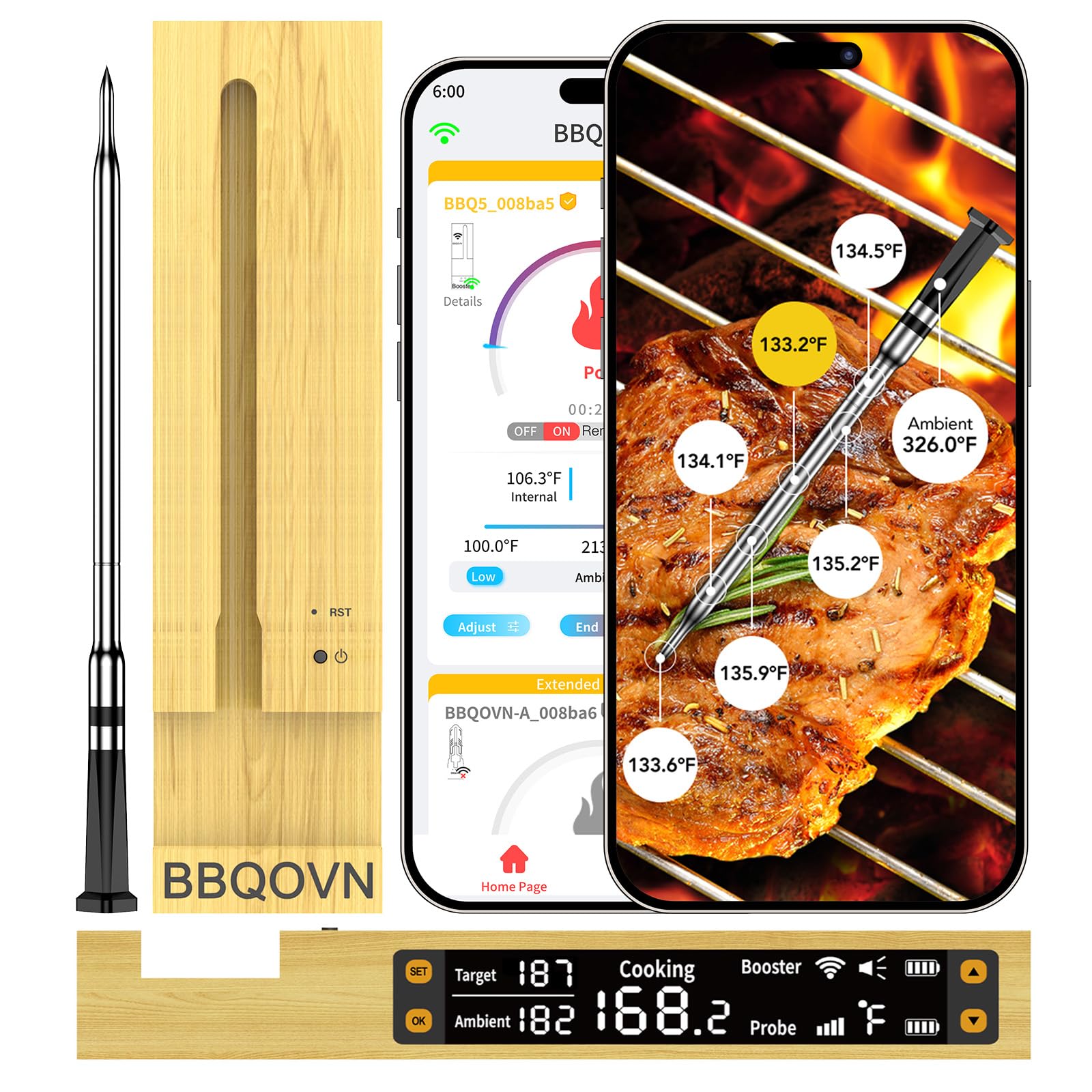BBQOVN front panel showing controls and wireless connectivity for easy monitoring