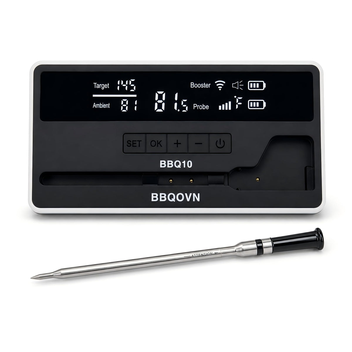 BBQOVN front view with base showing temperatures for quick checks