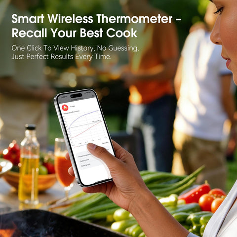 BBQOVN probe inserted in steak delivering accurate internal temp