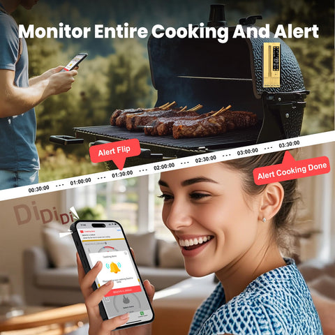 BBQOVN probes inserted into different meats showing multi-zone tracking benefit