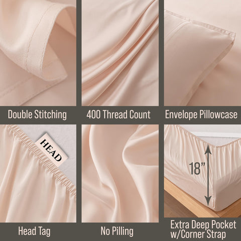 BC BELLA COTERIE fitted sheet deep 18-inch pocket showing secure fit