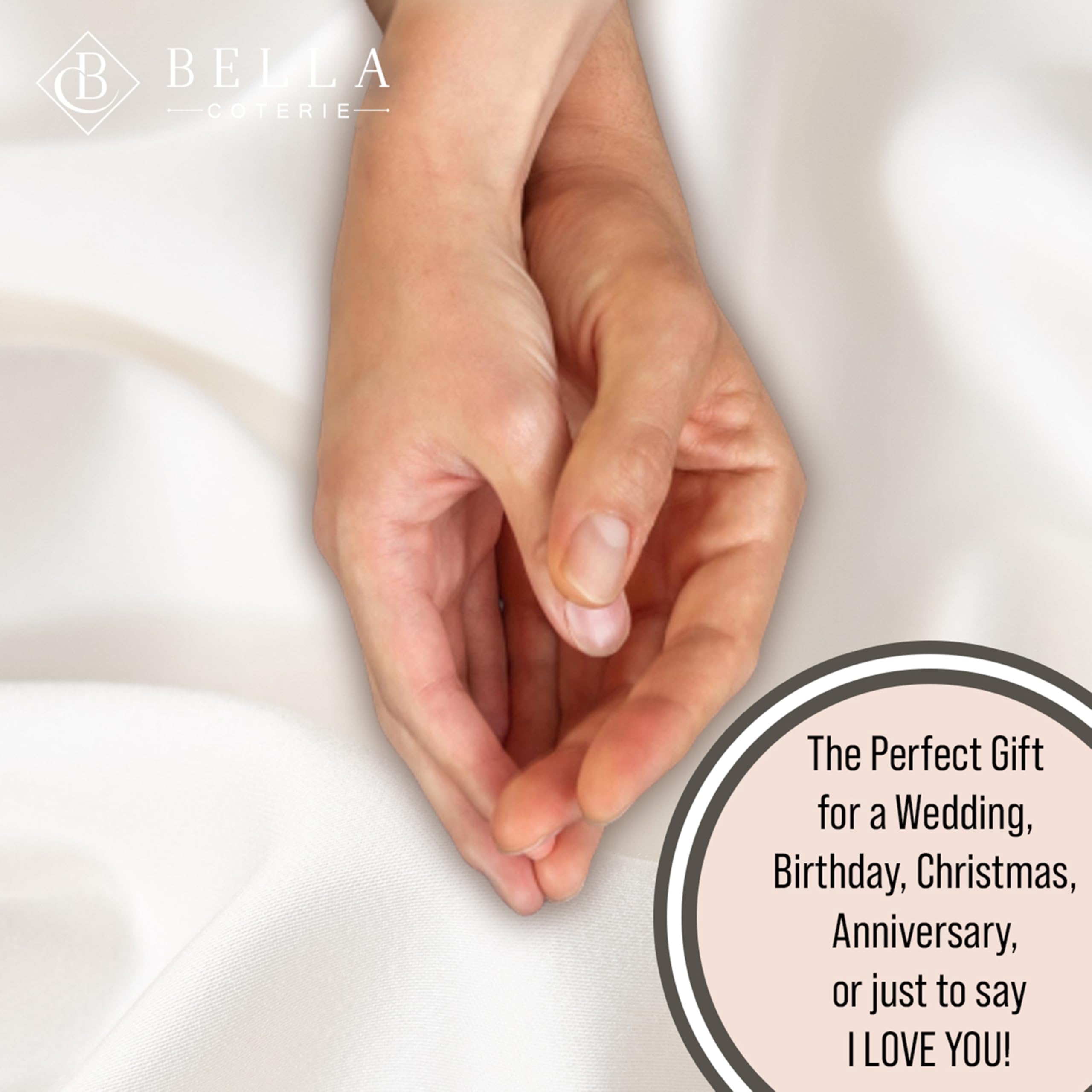 BC BELLA COTERIE hand touching sheets to show softness and easy drape after wash