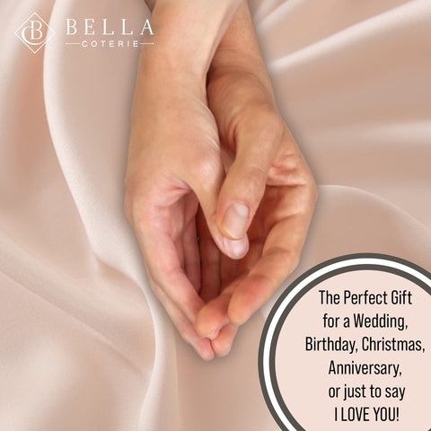 BC BELLA COTERIE fabric texture in hand demonstrating silky touch