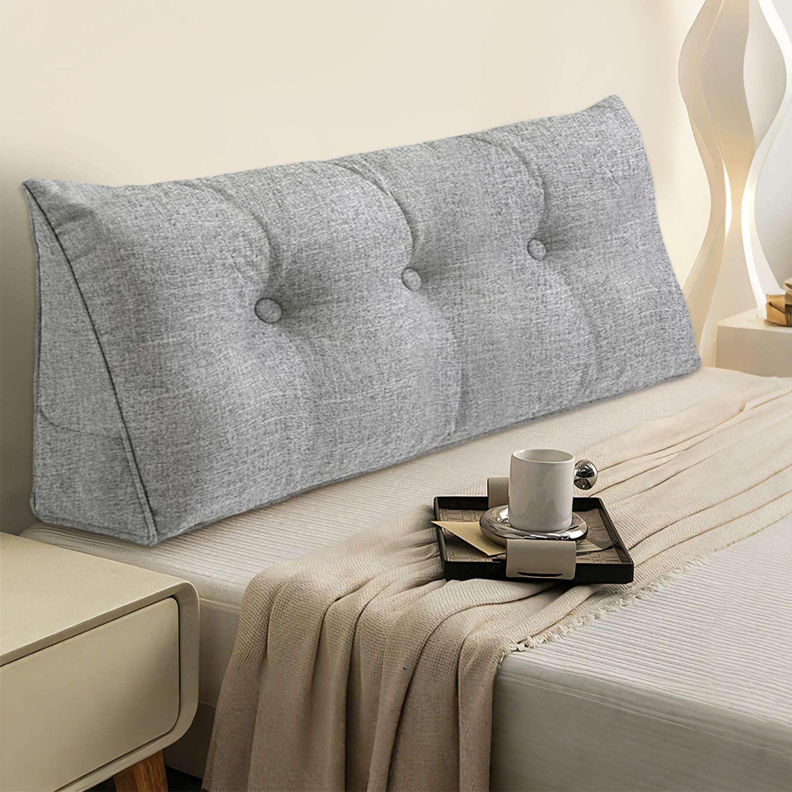 Bcareself headboard pillow front view showing clean wedge support