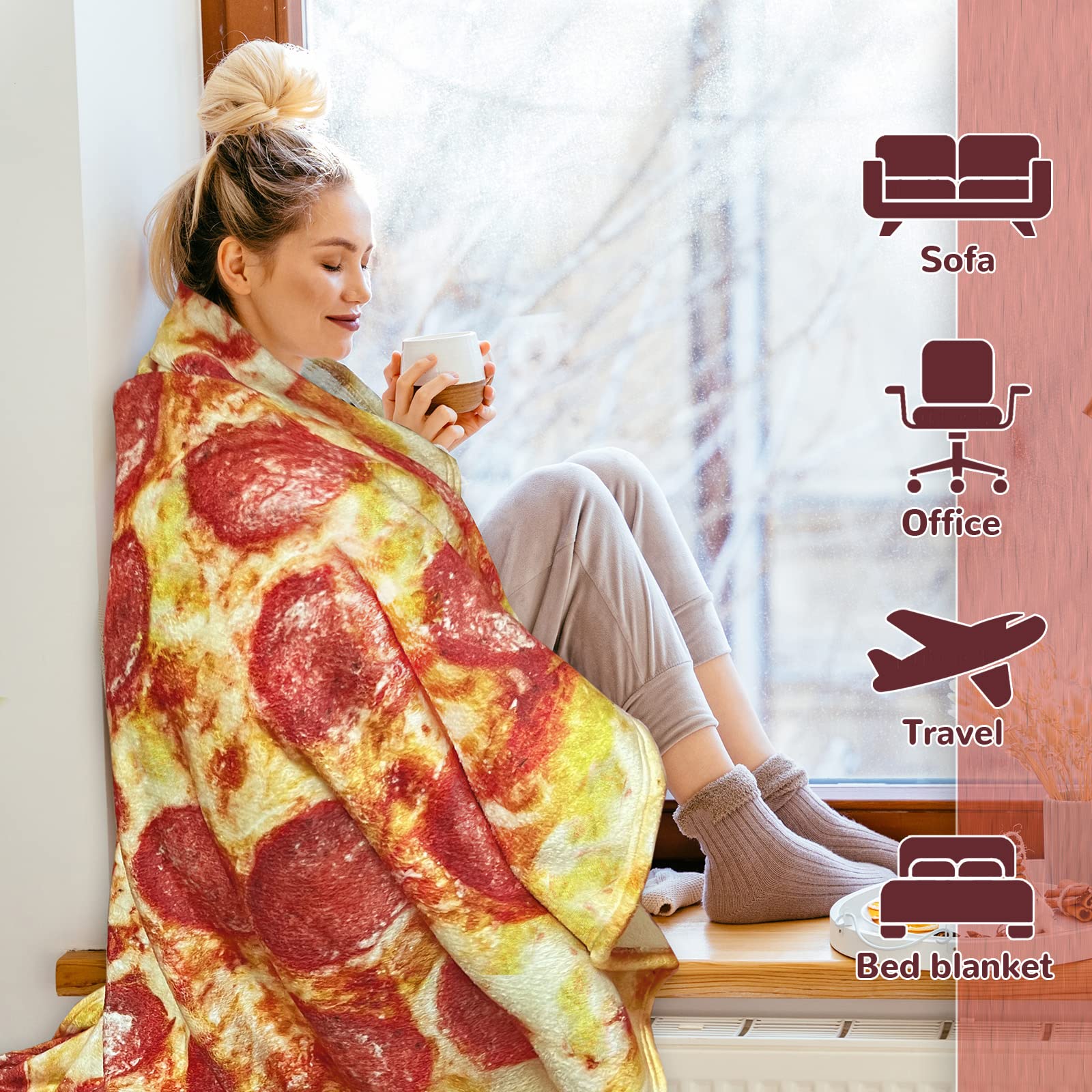 Bcareself pizza blanket flannel texture close-up demonstrating soft comfortable feel