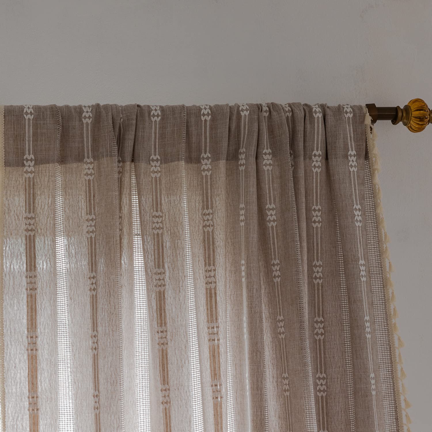 BCLBUSTE curtains hung in living room showing warm, filtered light benefit