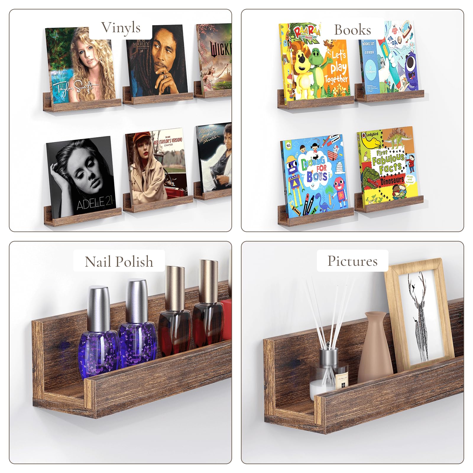 BCOZLUX shelf holding books and perfume highlighting versatile display use
