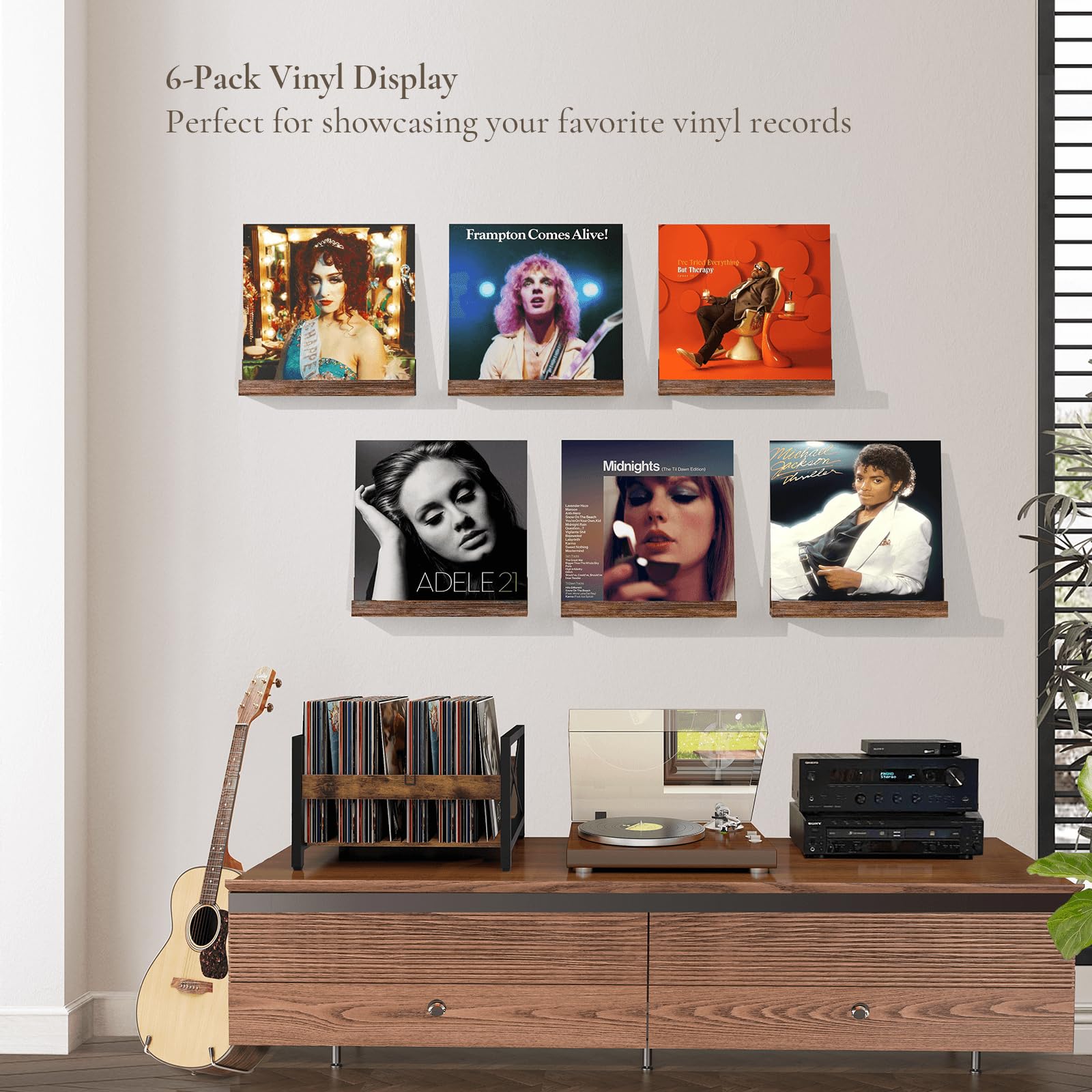 BCOZLUX side profile of floating shelf illustrating slim space-saving design