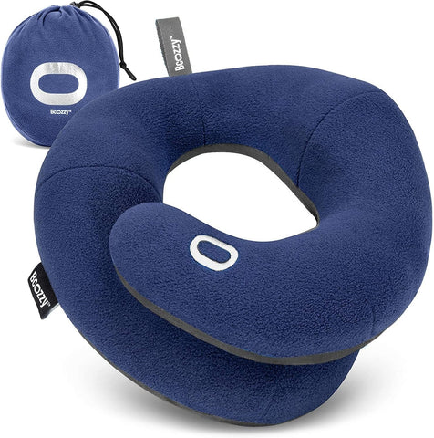 BCOZZY front view showing double chin support and travel comfort