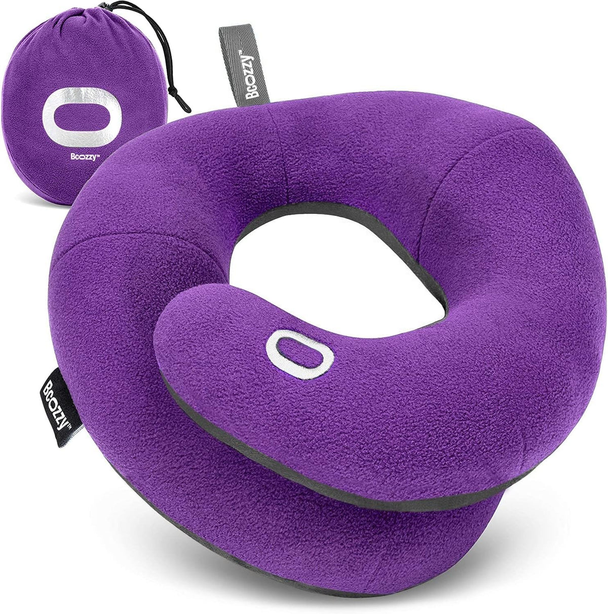 BCOZZY front view showing full neck and chin support for comfortable travel