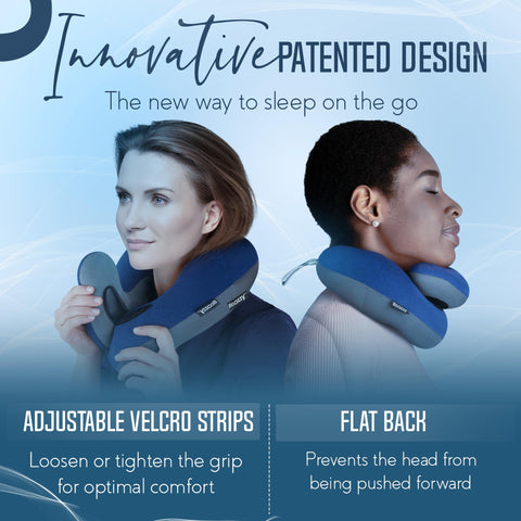 BCOZZY in use on an airplane seat providing stable neck support