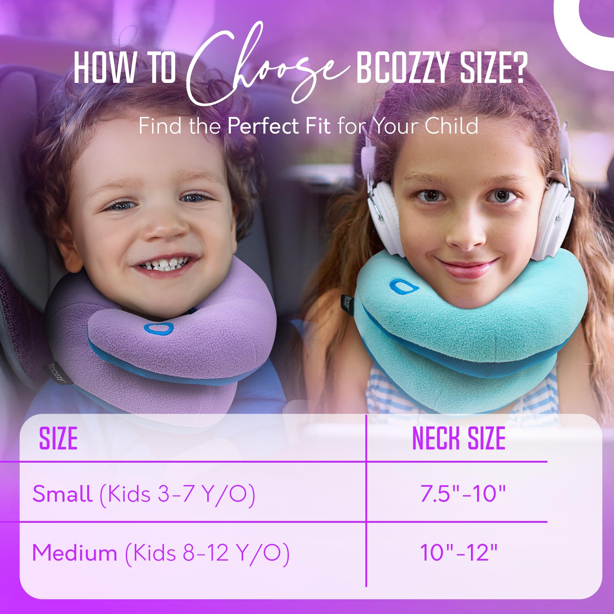 BCOZZY child resting with pillow in airplane seat reducing head flop