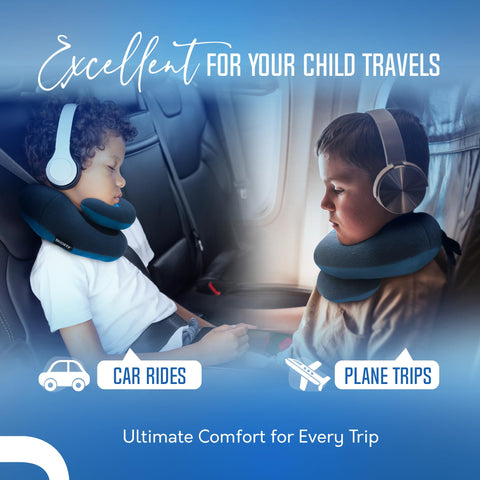 BCOZZY child using pillow in car seat for stable travel comfort