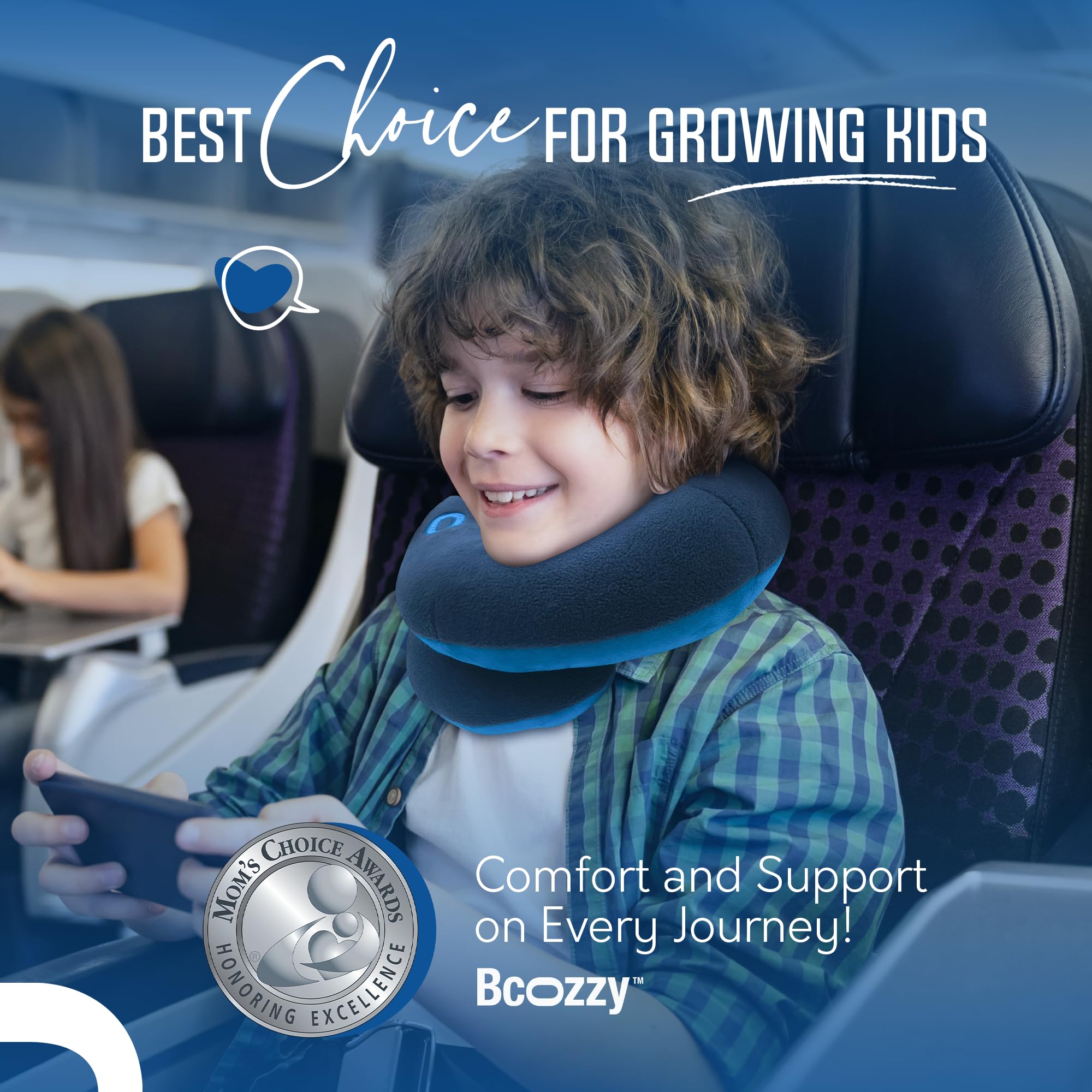 BCOZZY pillow next to school backpack illustrating medium size