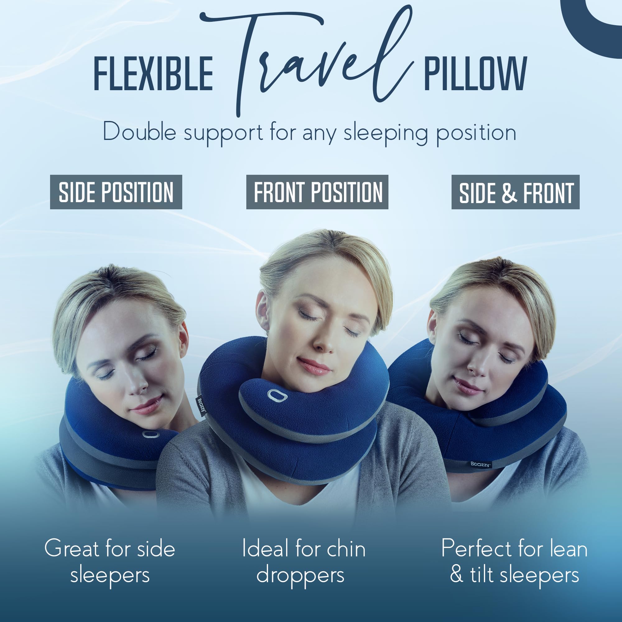 BCOZZY on airplane seat in side position for stable lateral support