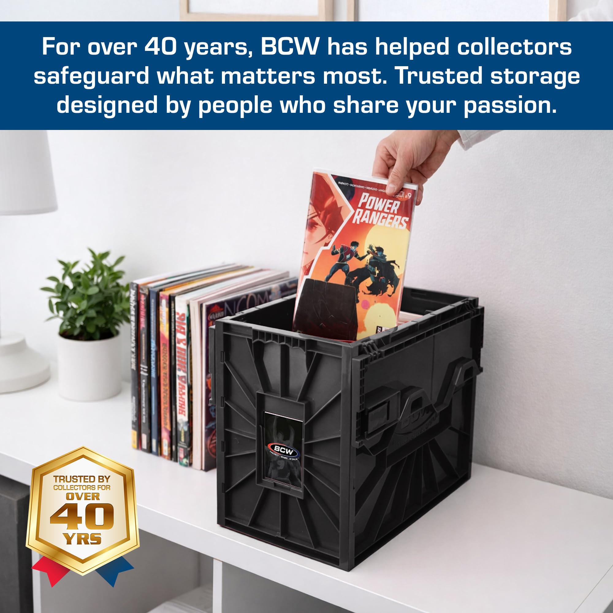BCW short comic bin assembled side profile demonstrating stable structure