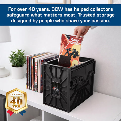 BCW short comic bin assembled side profile demonstrating stable structure
