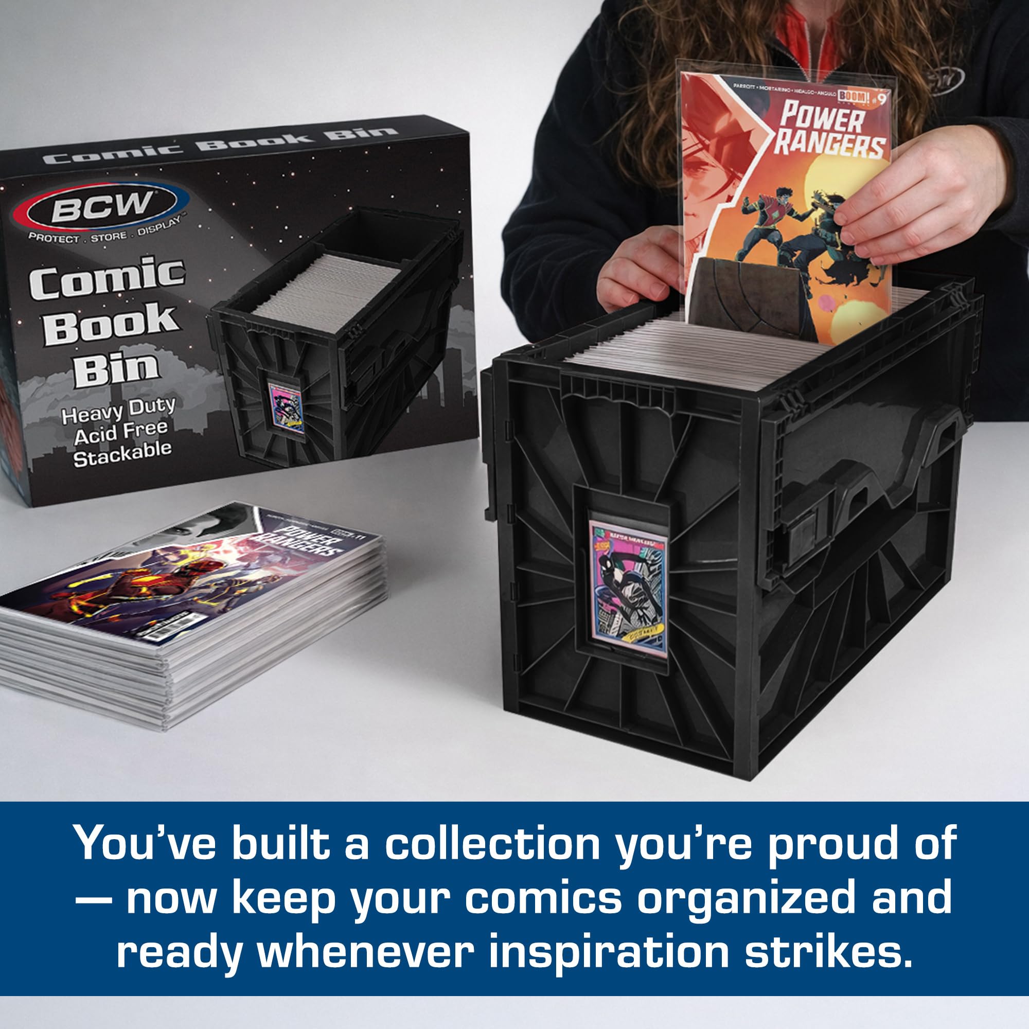 BCW short comic bin close-up of heavy-duty plastic texture for durability