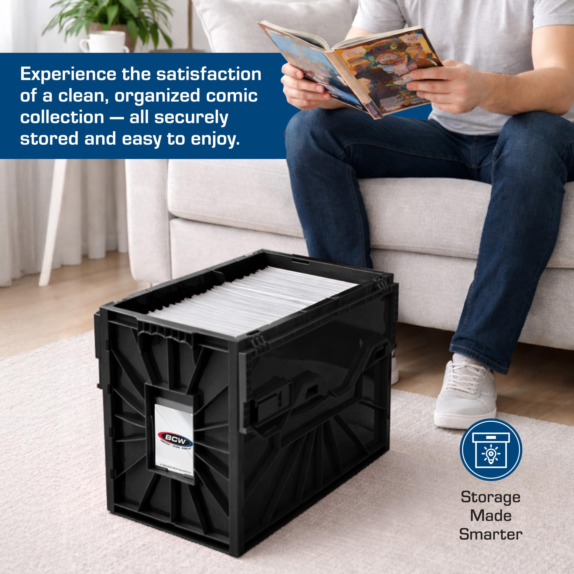 BCW short comic bin front identification slot with label for quick sorting