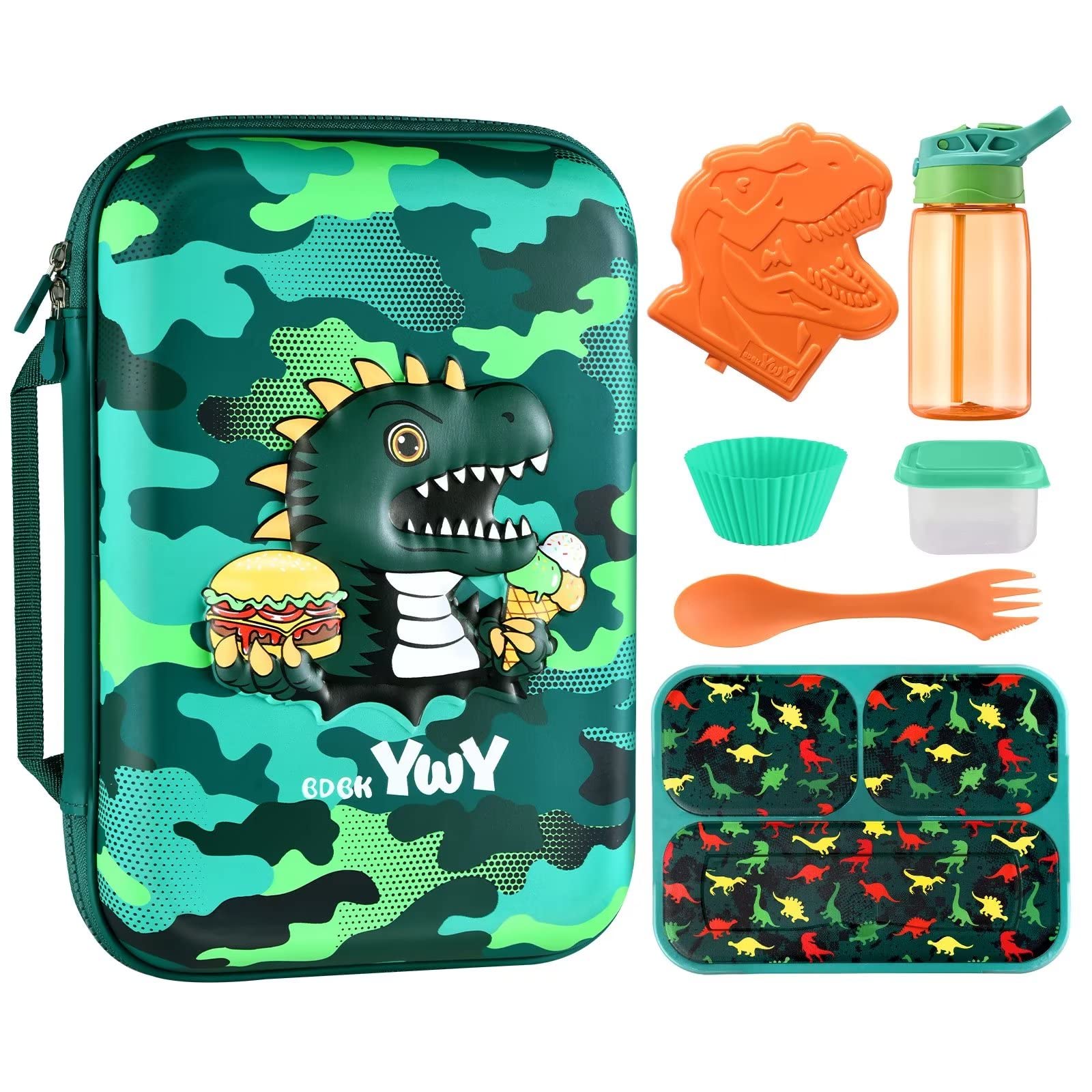 BDBKYWY dinosaur lunchbag front view showing playful design and easy carry