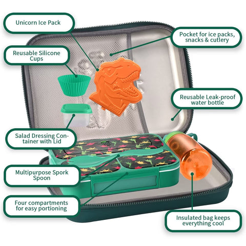 BDBKYWY three-compartment lunchbox top view showing organized meal packing