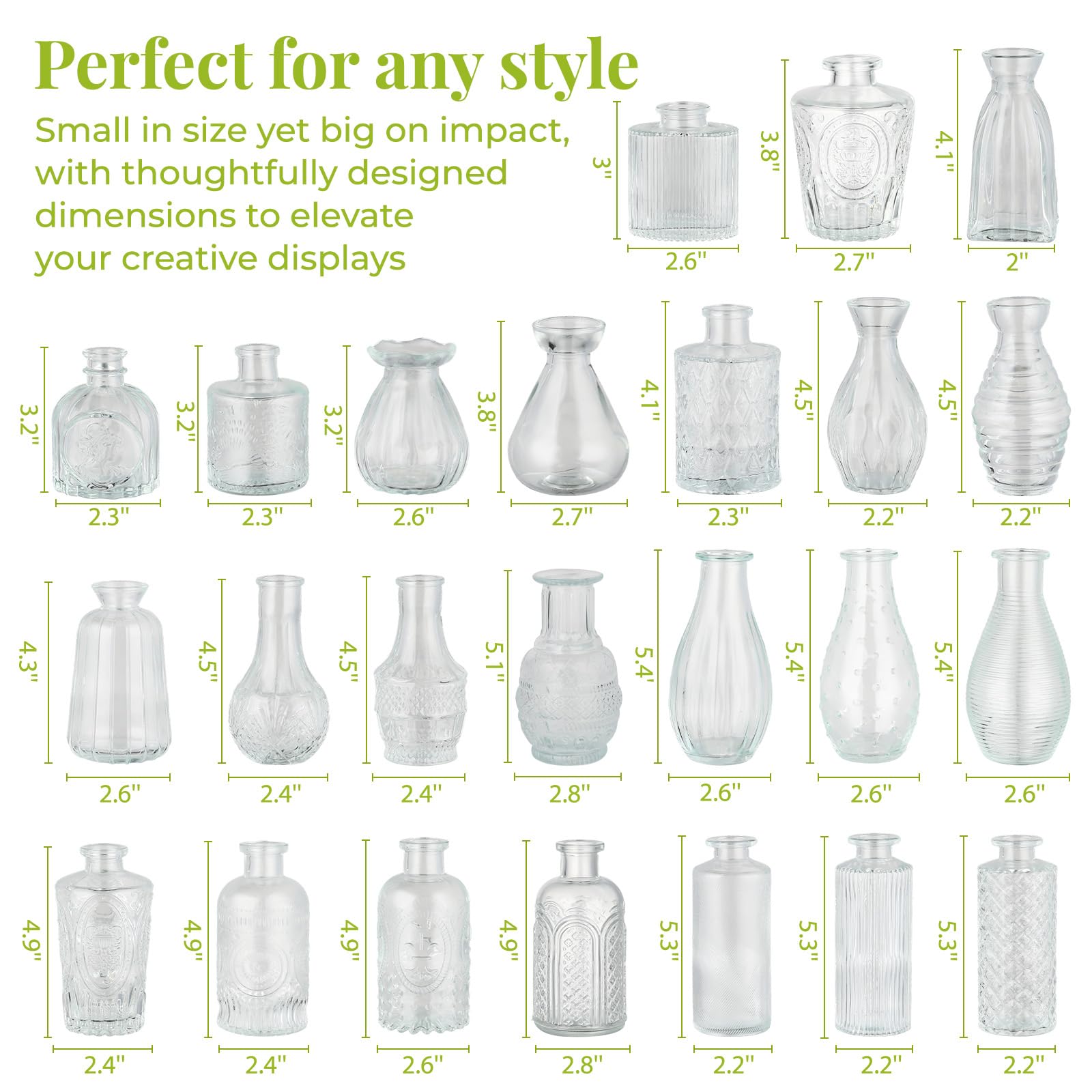 BEAHOT vase beside hand for scale demonstrating compact size