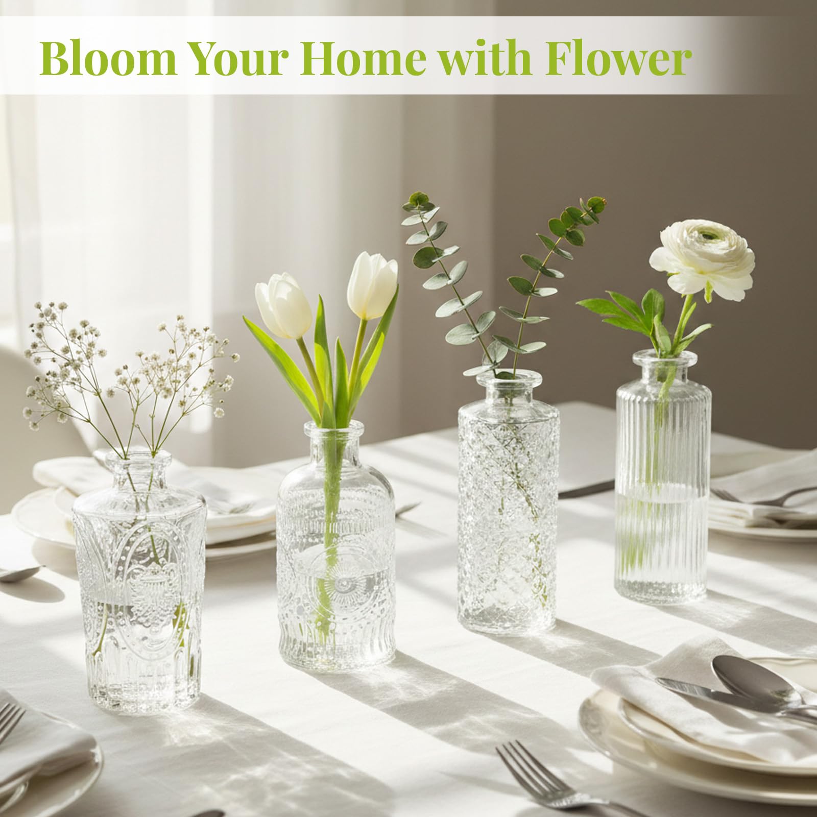 BEAHOT vases arranged as wedding centerpieces showing event styling